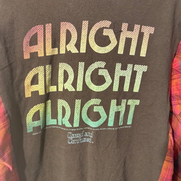 Dazed & Confused Alright Alright Alright Upcycled Graphic Tee/Flannel - Picture 2 of 3